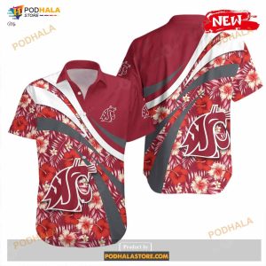 Washington State Cougars Ncaa Hibiscus Sport Style Funny Hawaiian Shirts 1