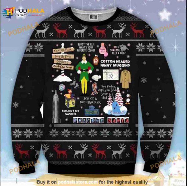 Welcome Santa Xmas Elf Noel Ugly Christmas Sweater