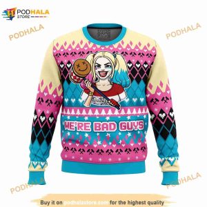 Were Bad Guys Harley Quinn Dc Comics Ugly Christmas Sweater