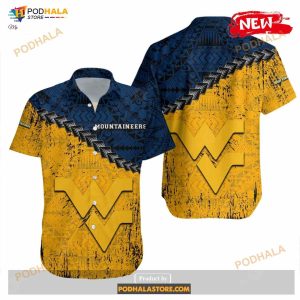 West Virginia Mountaineers Ncaa Grunge Polynesian Tattoo Funny Hawaiian Shirts 2