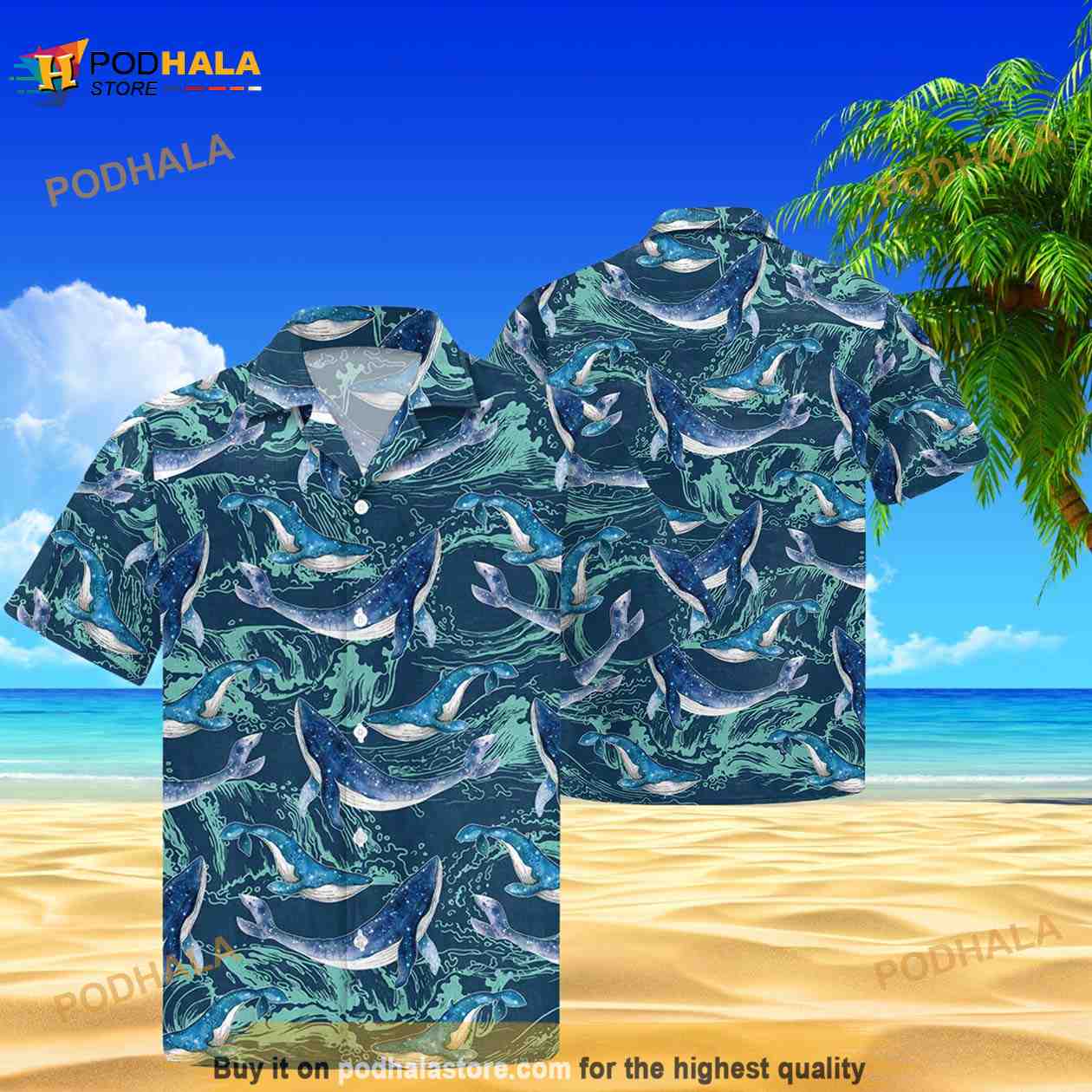 Dolphin and Sea and Beach Hawaiian Shirts for Men Short Sleeve Button Down  Tshirt Summer Tops