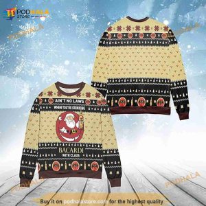 When Youre Drinking Bacardi Rum With Santa Claus Ugly Sweater 3D