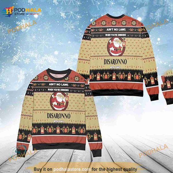 When Youre Drinking Disaronno With Santa Claus Ugly Sweater 3D