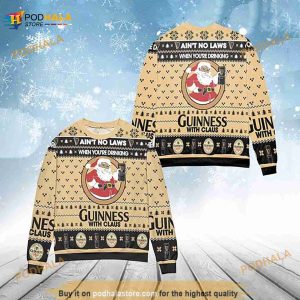 When Youre Drinking Guinness With Santa Claus Ugly Sweater 3D