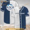 White And Navi Split Busch Light 3D Baseball Jersey