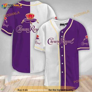 White And Purple Split Crown Royal 3D Baseball Jersey