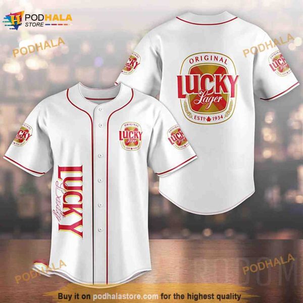 White Lucky Lager Beer 3D Baseball Jersey Unisex Shirt
