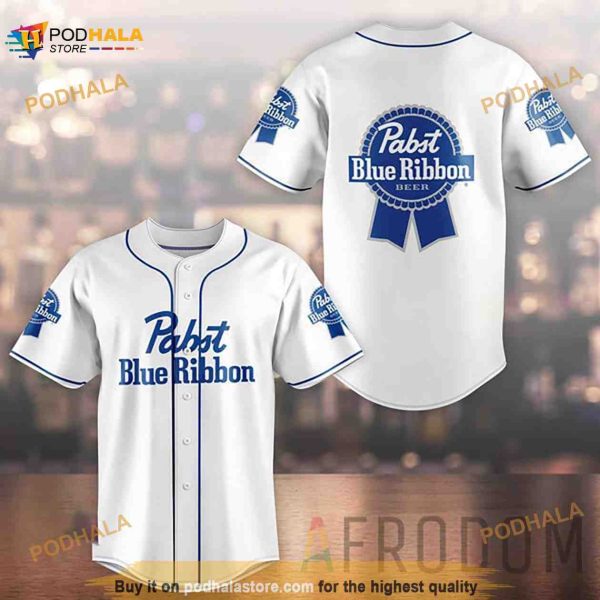 White Pabst Blue Ribbon 3D Baseball Jersey Unisex Shirt