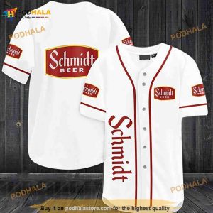White Schmidt's Beer 3D Baseball Jersey