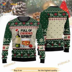 Wine Whiskey Full Of Christmas Spirit Drinking Wine Lovers Sweater