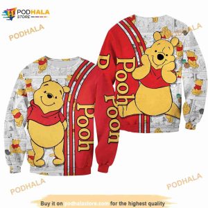 Winnie Pooh Red Comic Book Patterns Disney 3D Sweater