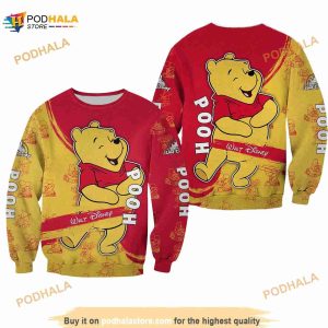 Winnie Pooh Yellow Red Pattern Stripes Disney 3D Sweater