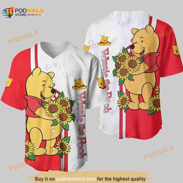 Winnie The Pooh Disney Cartoon Graphics Sunflower Unisex 3D Baseball Jersey