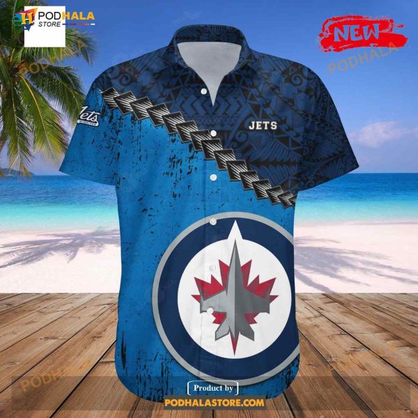 Winnipeg Jets NCAA Grunge Polynesian Tattoo, NHL Funny Hawaiian Shirt