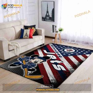 Winnipeg Jets Nhl Team Logo Mickey Us Home Decor Gift Rectangle Area Rug