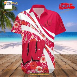 Wisconsin Badgers Ncaa Hibiscus Sport Style Funny Hawaiian Shirts 2