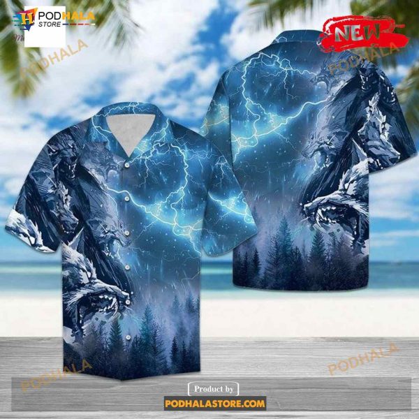 Wolves Thunder Style Design For Summer Funny Hawaiian Shirt