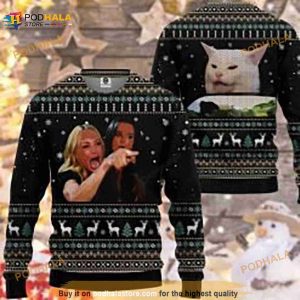 Woman Yelling At Cat Christmas Meme Ugly Sweater