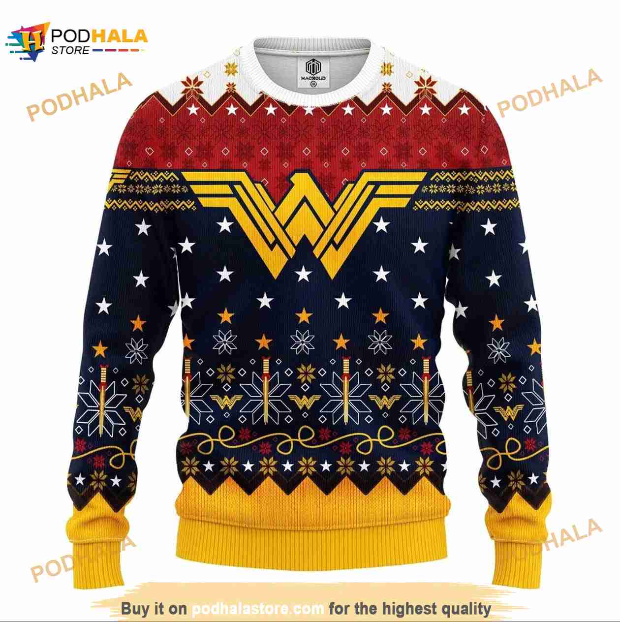 Wonder Womans Ugly Superhero Ugly Xmas Sweater Wonder Womans Ugly Superhero Ugly Xmas Sweater
