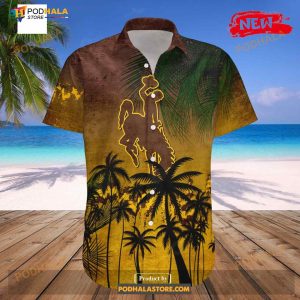 Wyoming Cowboys Ncaa Coconut Tree Tropical Grunge Funny Hawaiian Shirt 2