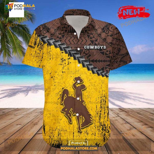 Wyoming Cowboys NCAA Grunge Polynesian Tattoo Funny Hawaiian Shirt