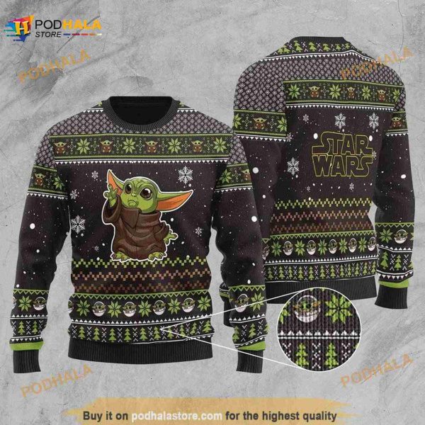 YODA Christmas Unisex Woolen Sweater, Ugly Christmas Sweater