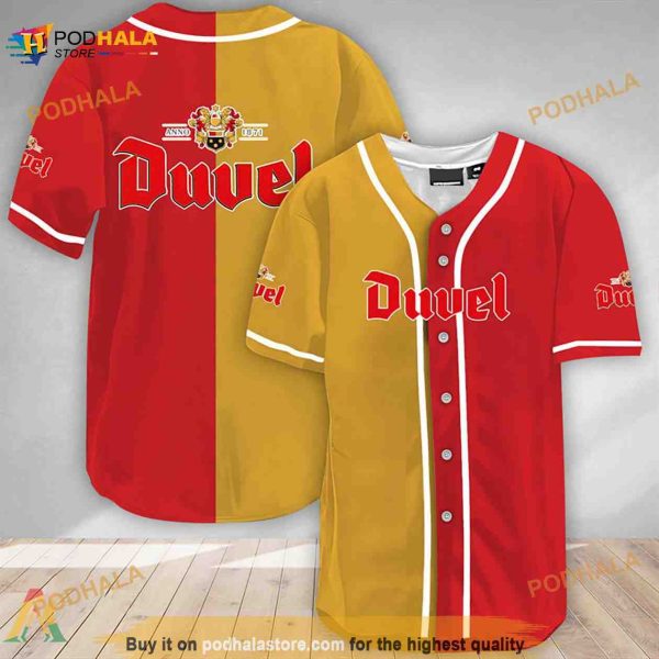 Yellow And Red Split Duvel Beer 3D Baseball Jersey Shirt