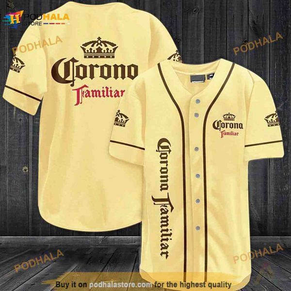 Yellow Corona Familiar Beer 3D Baseball Jersey Shirt