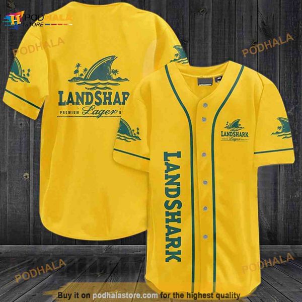 Yellow Landshark Lager 3D Baseball Jersey Shirt