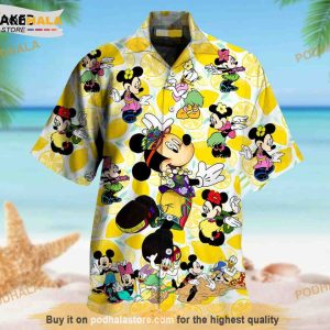 Yellow Mickey Hawaiian Shirt, Mickey's Tropical Adventure Summer Button Shirt