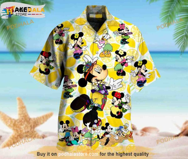 Yellow Mickey Hawaiian Shirt, Mickey’s Tropical Adventure Summer Button Shirt