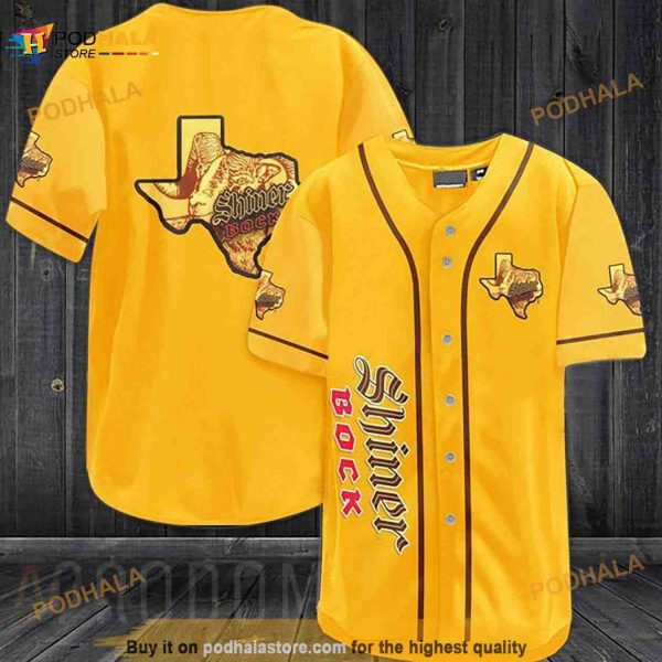 Yellow Shiner Bock Beer 3D Baseball Jersey Shirt