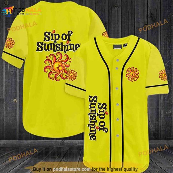Yellow Sip Of Sunshine 3D Baseball Jersey Shirt