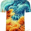 Ying And Yang Dragons Printed 3D Shirt
