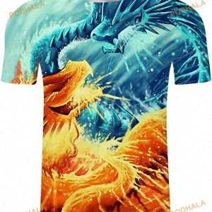 Ying And Yang Dragons Printed 3D Shirt