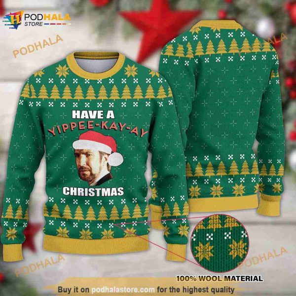 Yippee Ki-yay Merry Christmas Ugly Knitted Christmas Sweater