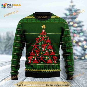 Yoga Santa Claus Christmas Tree Ugly Sweater