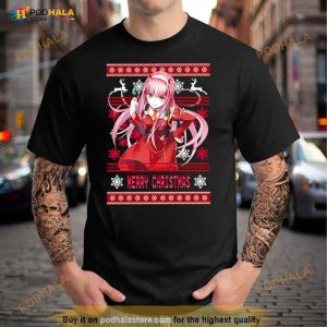 Zero Two Derling In The Franxx Anime Ugly Christmas Pattern Shirt 3