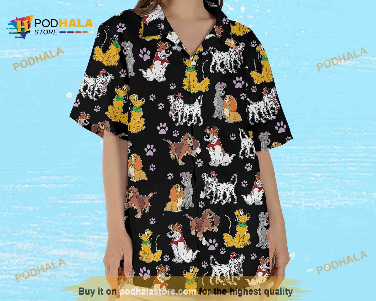 101 Dalmatians Lady Tramp Copper Dodger an Disney Dog Characters Hawaiian  Shirt Gift - Banantees