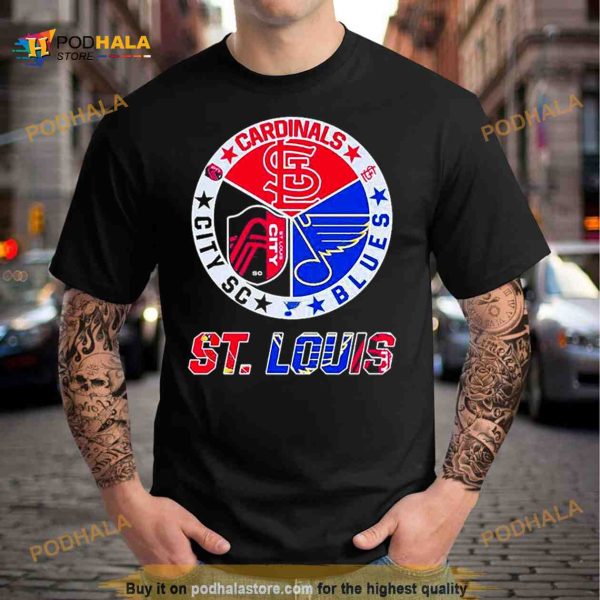 2023 St Louis Sports Teams Cardinals Blues And City Fc Shirt