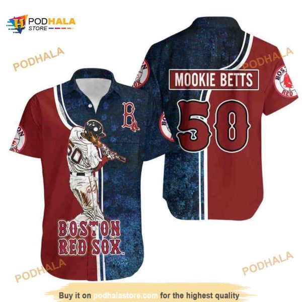50 Mookie Betts Boston Red Sox MLB Hawaiian Shirt, Baseball Fans Gift