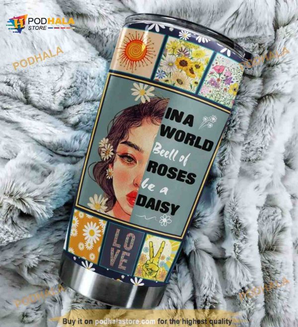 A Daisy Flower Stainless Steel Cup Tumbler