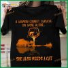 A Woman Cannot Survive On Wine Alone She Also Needs A Cat Halloween Shirt, Witch Guitar Lake Moon