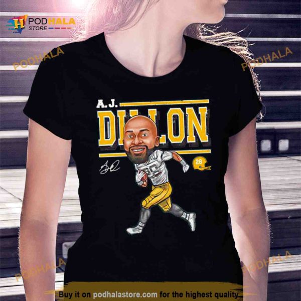 A.J. Dillon Green Bay Cartoon signature Shirt