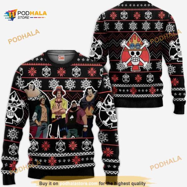 Ace Spade Pirates Anime One Piece Xmas Ugly Christmas Knitted Sweater