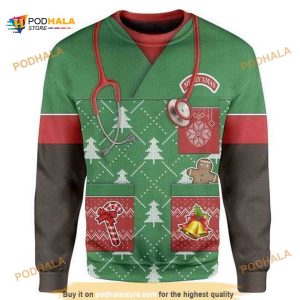 African American Nurse 3D Christmas Funny Ugly Sweater