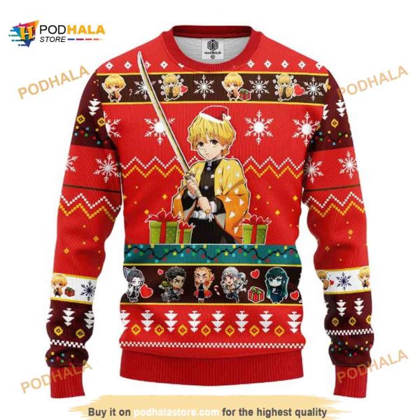 Agatsuma Zenitsu Demon Slayer Anime Ugly Christmas Sweater