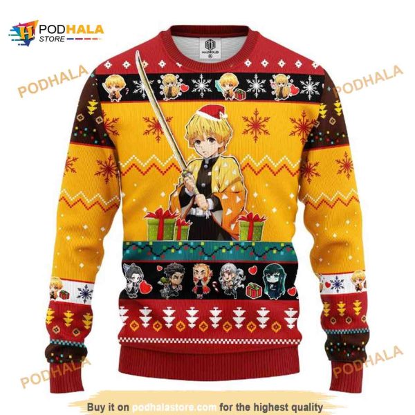 Agatsuma Zenitsu Demon Slayer Ugly Christmas Sweater