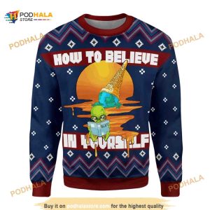Ailen Reading Book How to Believe In Yourself Funny Christmas Ugly Sweater