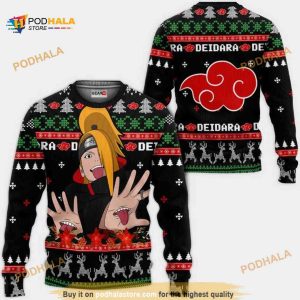 Akatsuki Deidara Naruto Anime Xmas Ugly Christmas Knitted Sweater